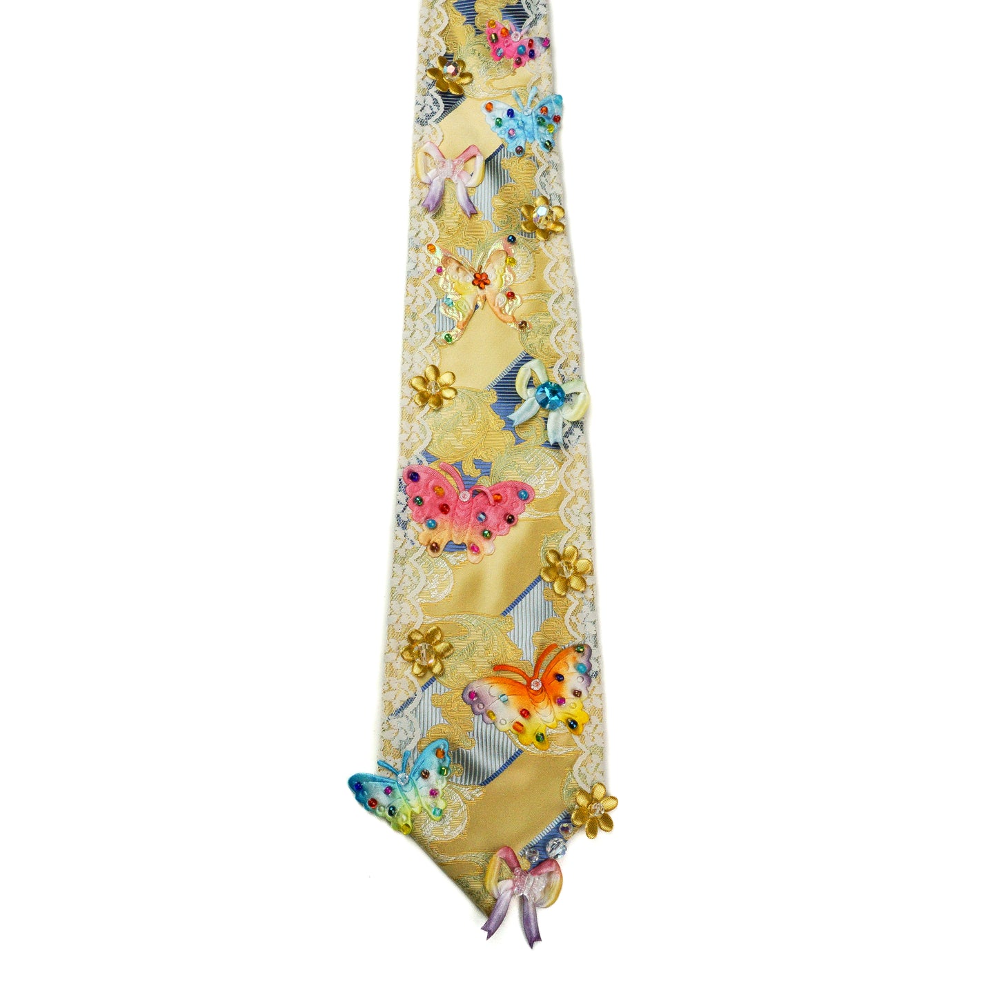 Golden Butterfly Beaded Tie