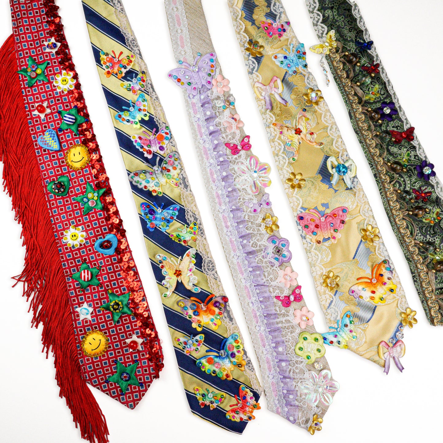Golden Butterfly Beaded Tie