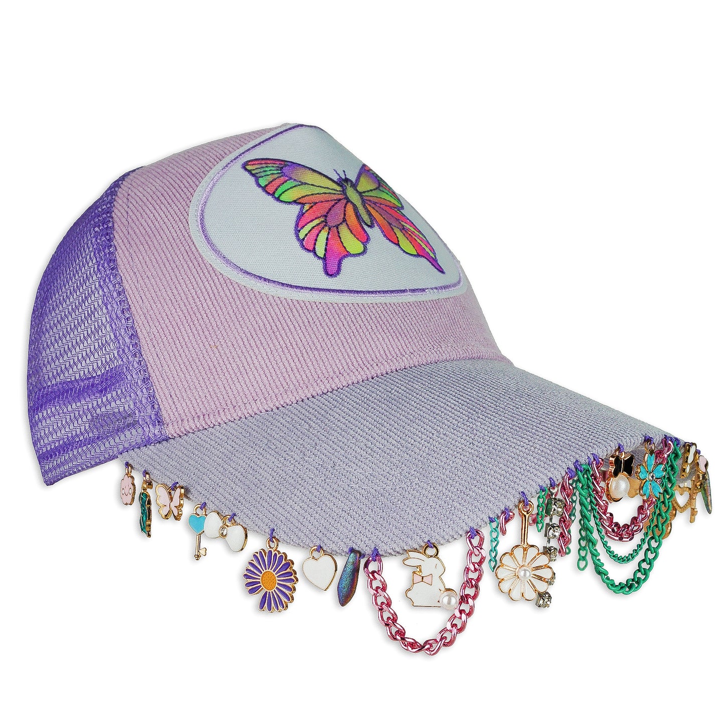 Striped Butterfly Charm Hat