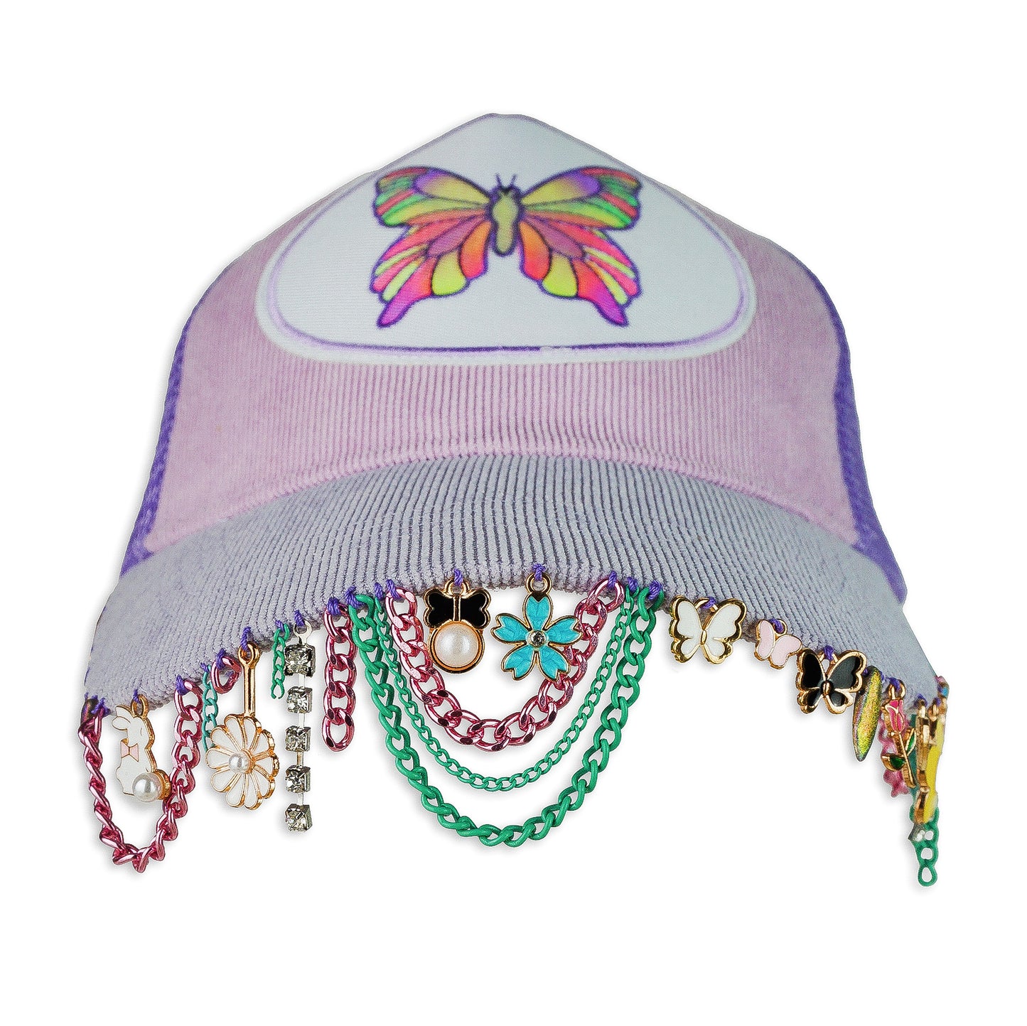 Striped Butterfly Charm Hat