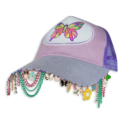 Striped Butterfly Charm Hat