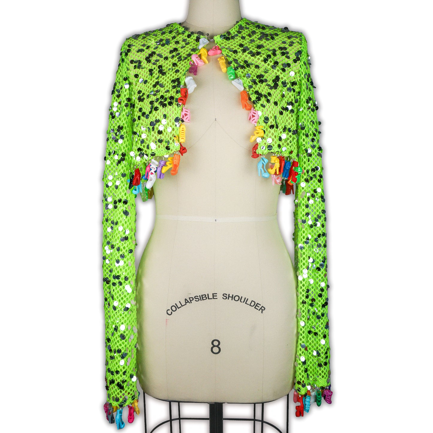 Green Sequin Doll Shoe Cardigan