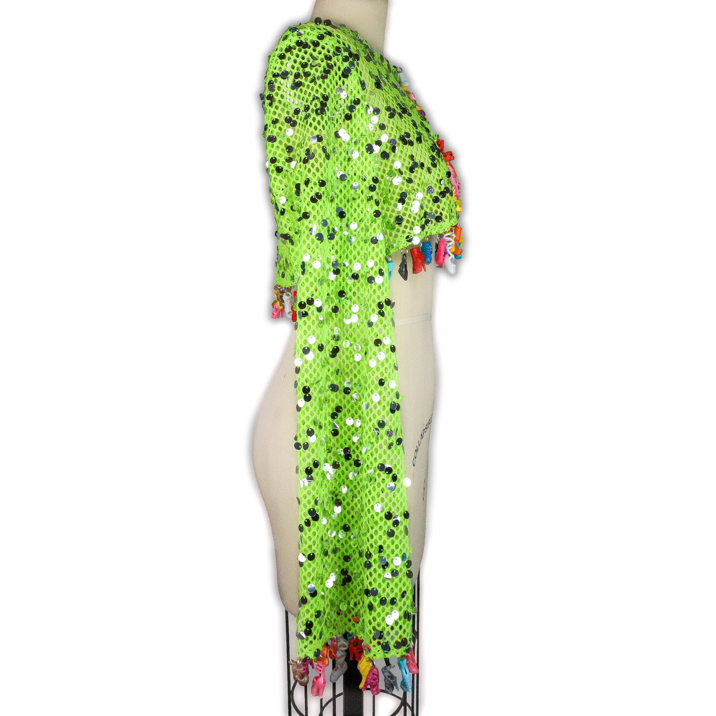 Green Sequin Doll Shoe Cardigan