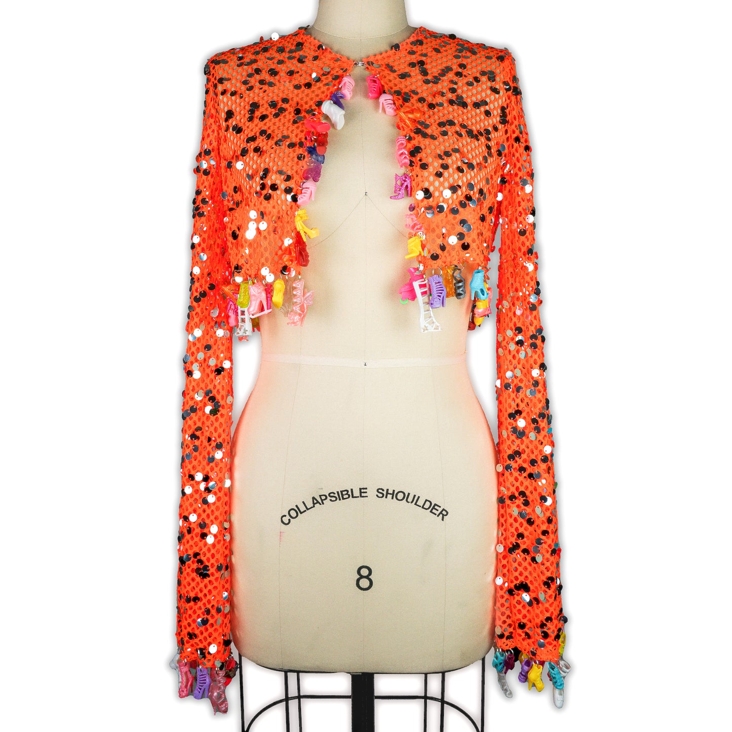 Orange Sequin Doll Shoe Cardigan