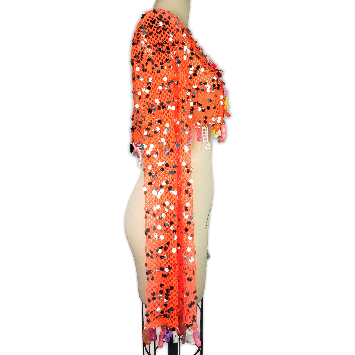 Orange Sequin Doll Shoe Cardigan