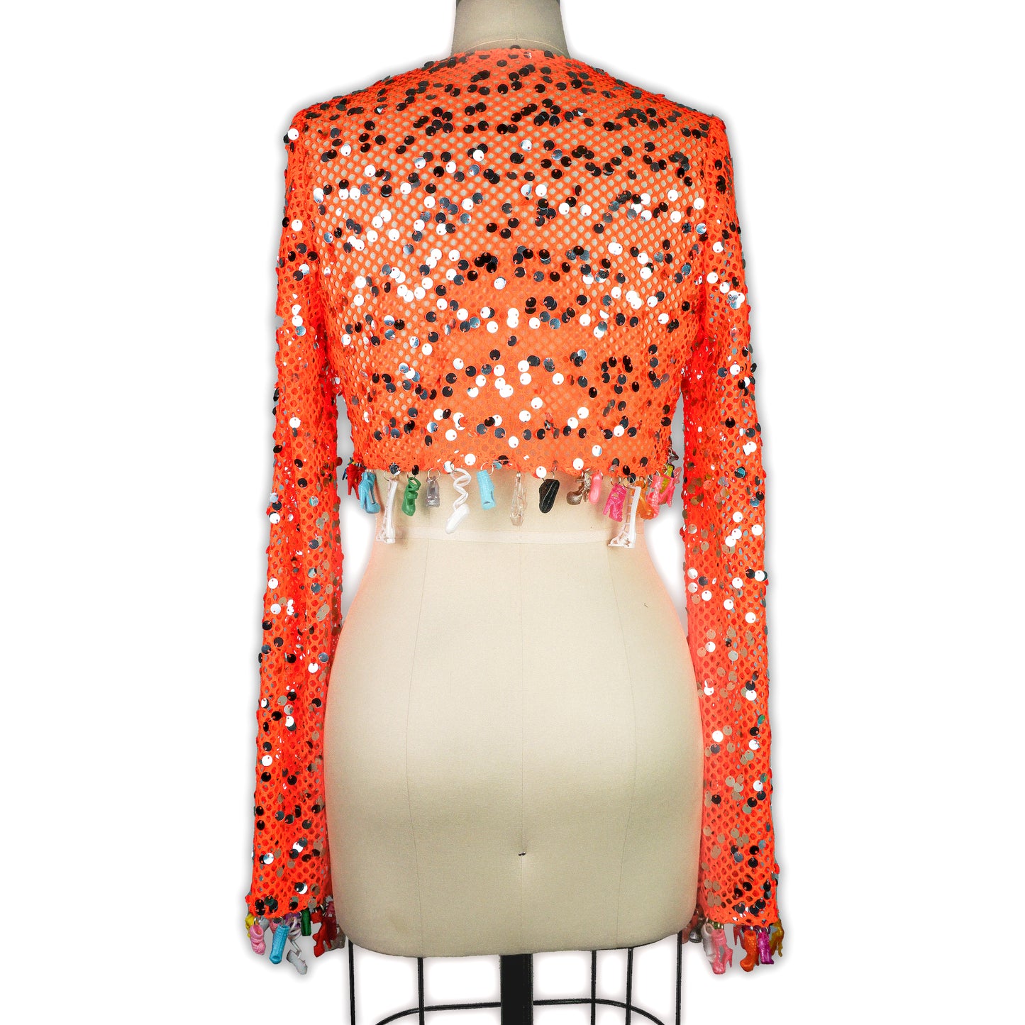 Orange Sequin Doll Shoe Cardigan