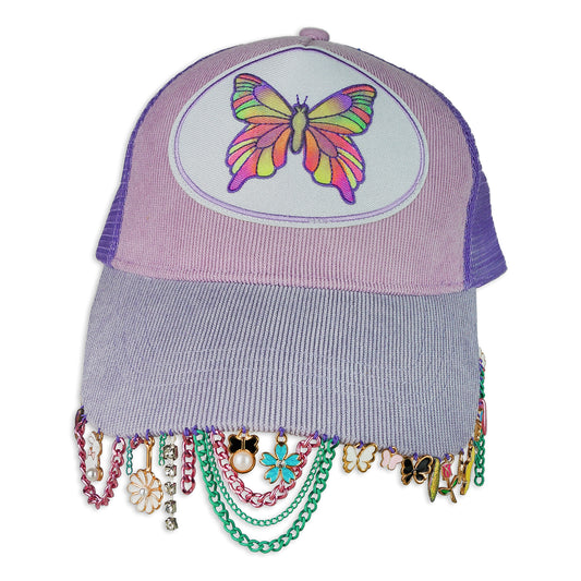 Striped Butterfly Charm Hat